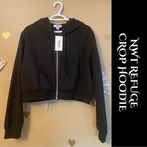 Refuge Black Crop Zip Hoodie